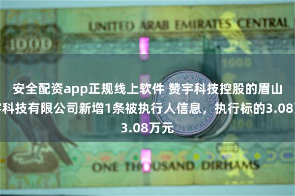 安全配资app正规线上软件 赞宇科技控股的眉山赞宇科技有限公司新增1条被执行人信息，执行标的3.08万元